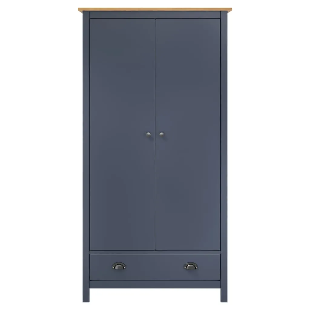 2-Door Wardrobe Hill Grey 89x50x170 cm Solid Pine Wood