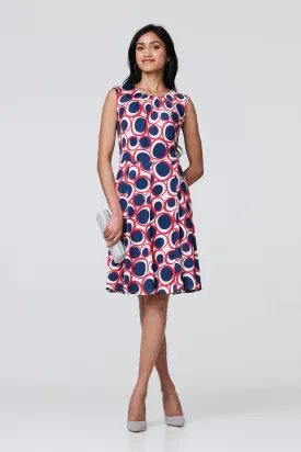 Abstract Sleeveless Knee Length Dress