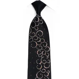 Black Crystal Rhinestone Silk Tie