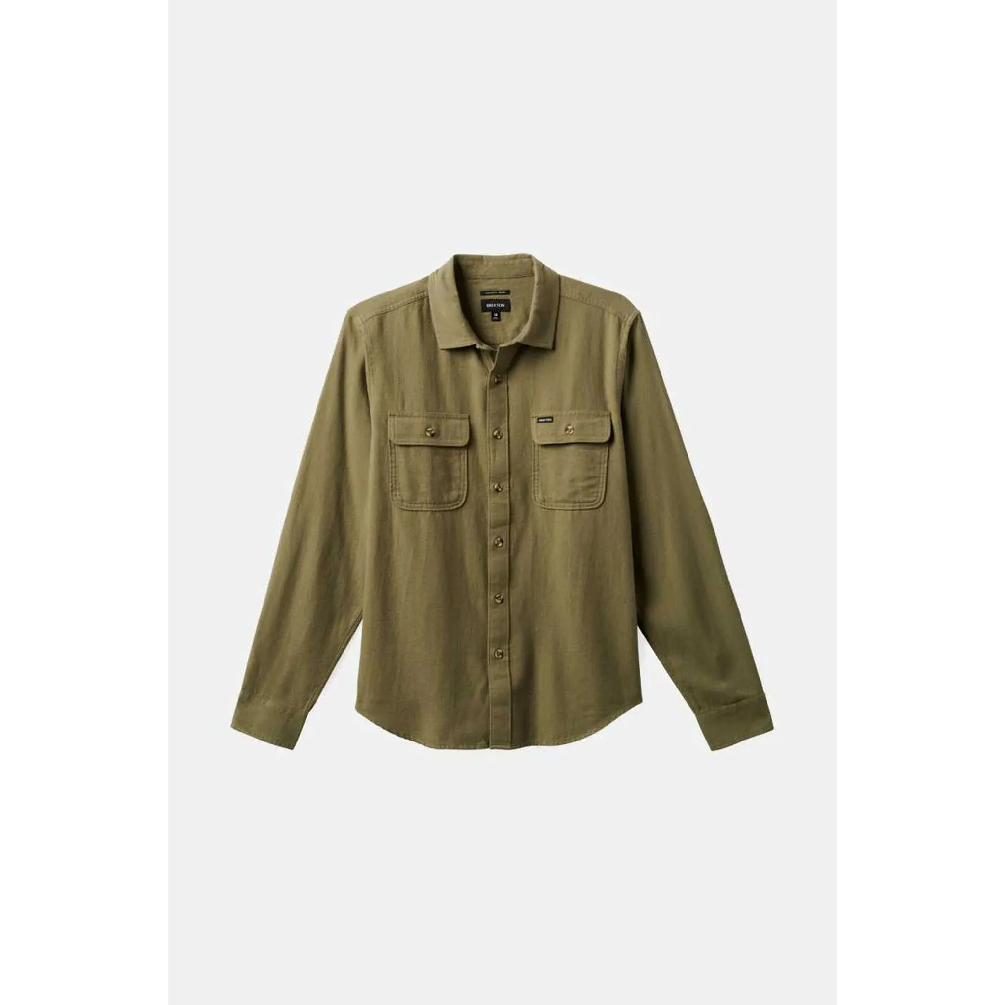 Brixton Bowery Men's Light Weight Flannel in Olive Surplus