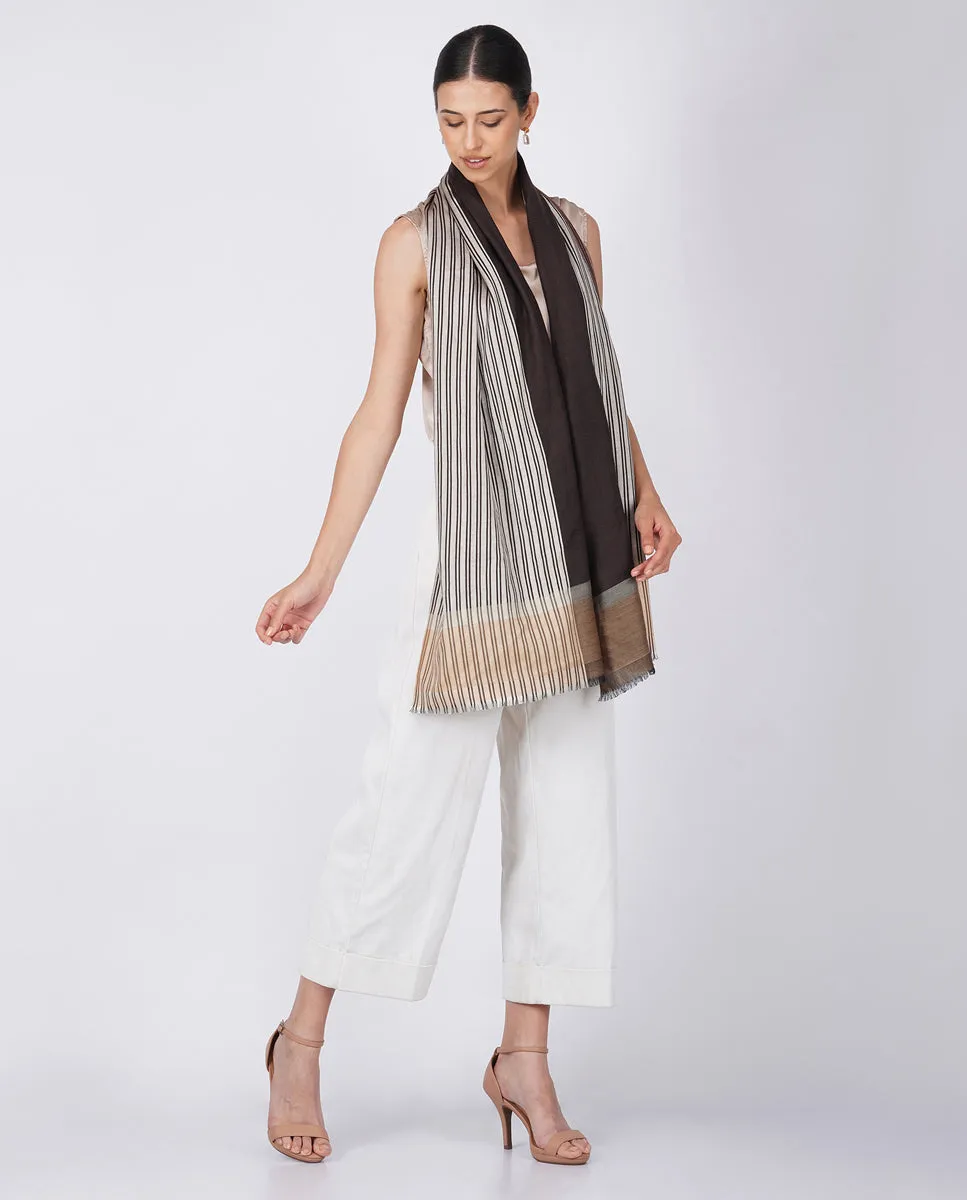 Checks and Stripes Wool and Silk Wrap - Unisex Wrap