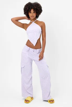 Chilli Checkered Cargo Pant - Purple Check