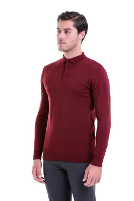 Comfort Fit Wool Blend Brick Polo Sweater