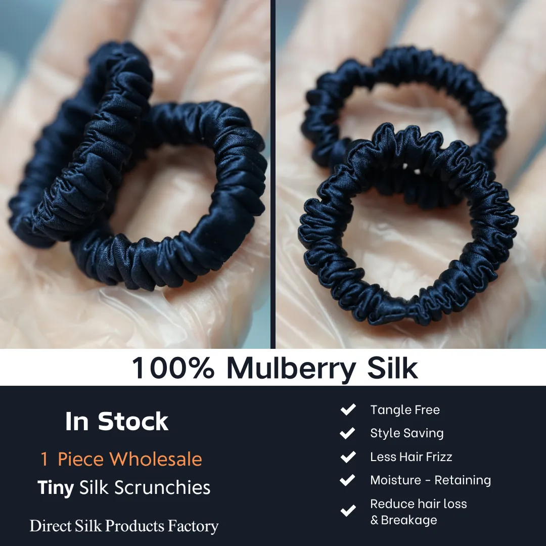 Dark Blue Silk Scrunchie Tiny - For Adult / Baby / Toddler