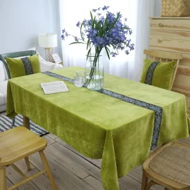 Embroidered Tablecloth Green Double-Sided Velvet Lace Rectangular Tablecloth