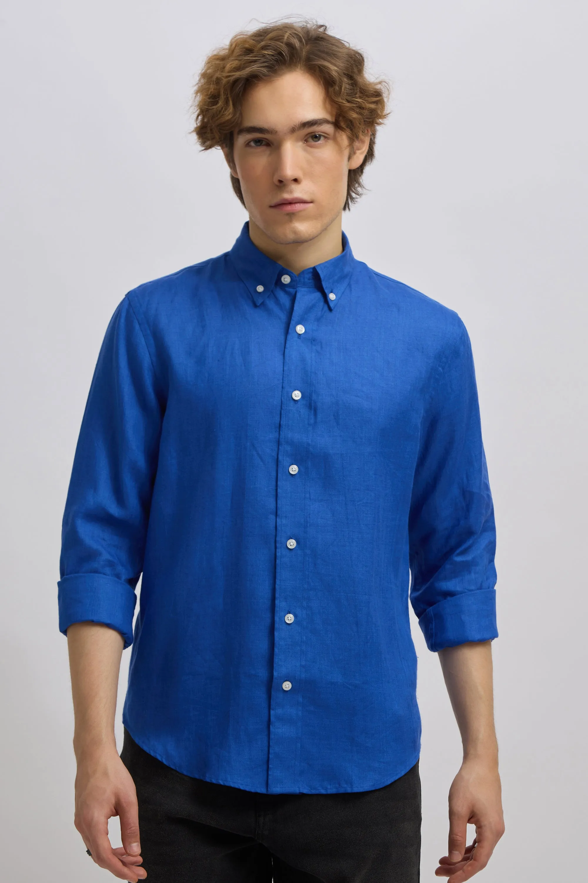 Epica - Premium 100% Linen Full Sleeve Shirt -Royal Blue