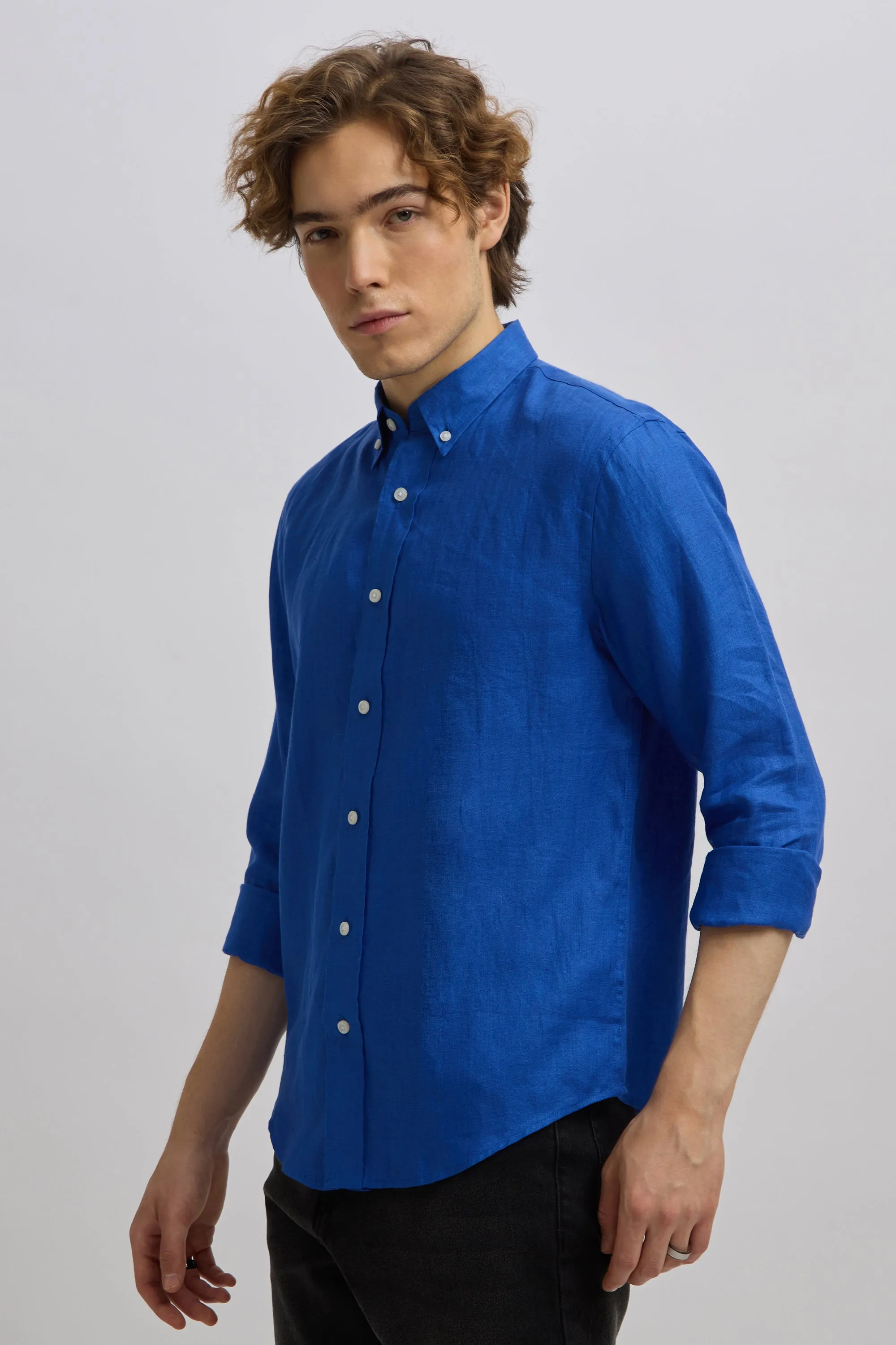 Epica - Premium 100% Linen Full Sleeve Shirt -Royal Blue