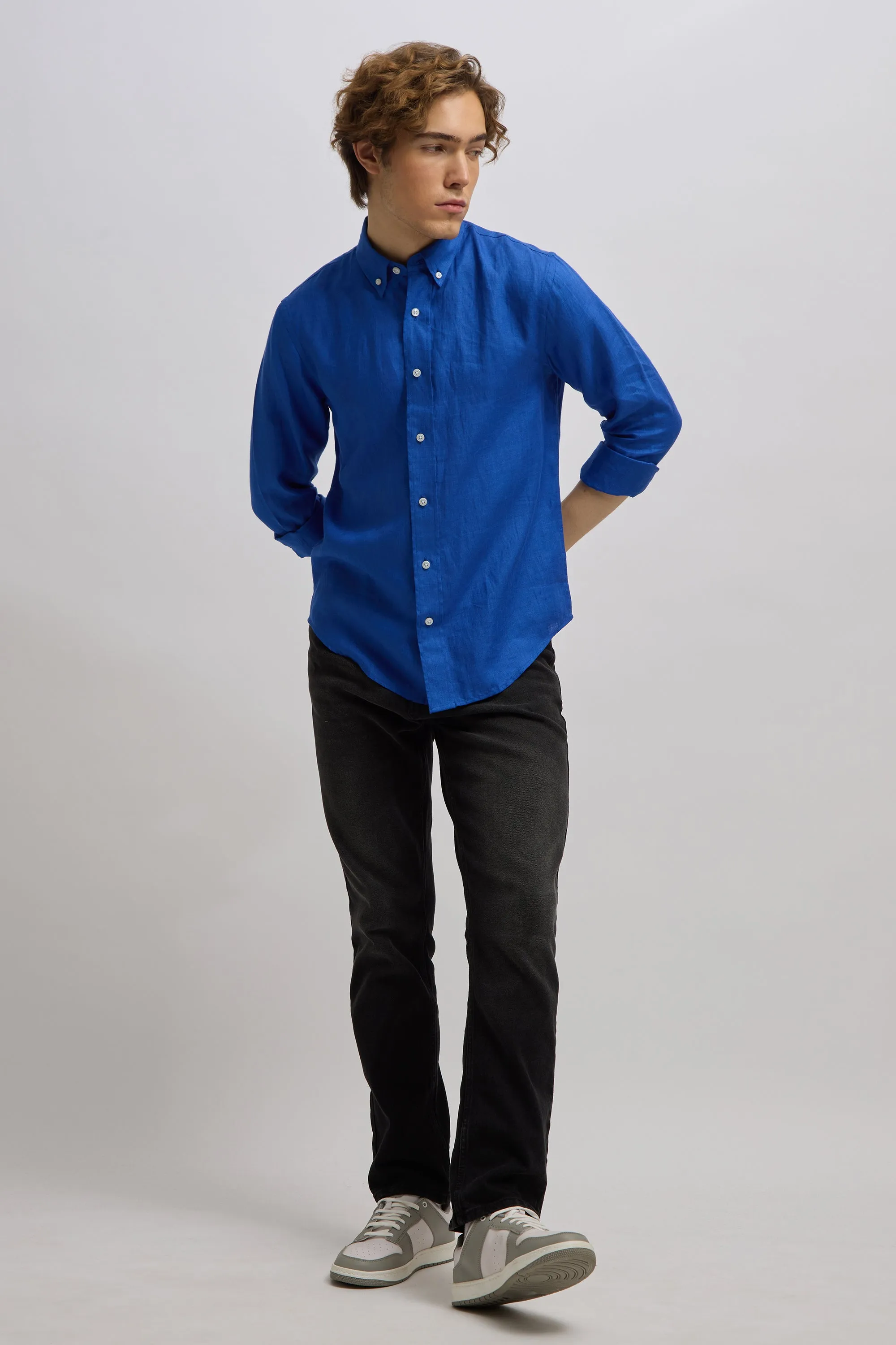 Epica - Premium 100% Linen Full Sleeve Shirt -Royal Blue