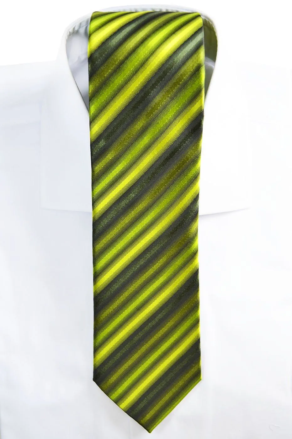 Green Striped Silk Necktie Set by Paul Malone