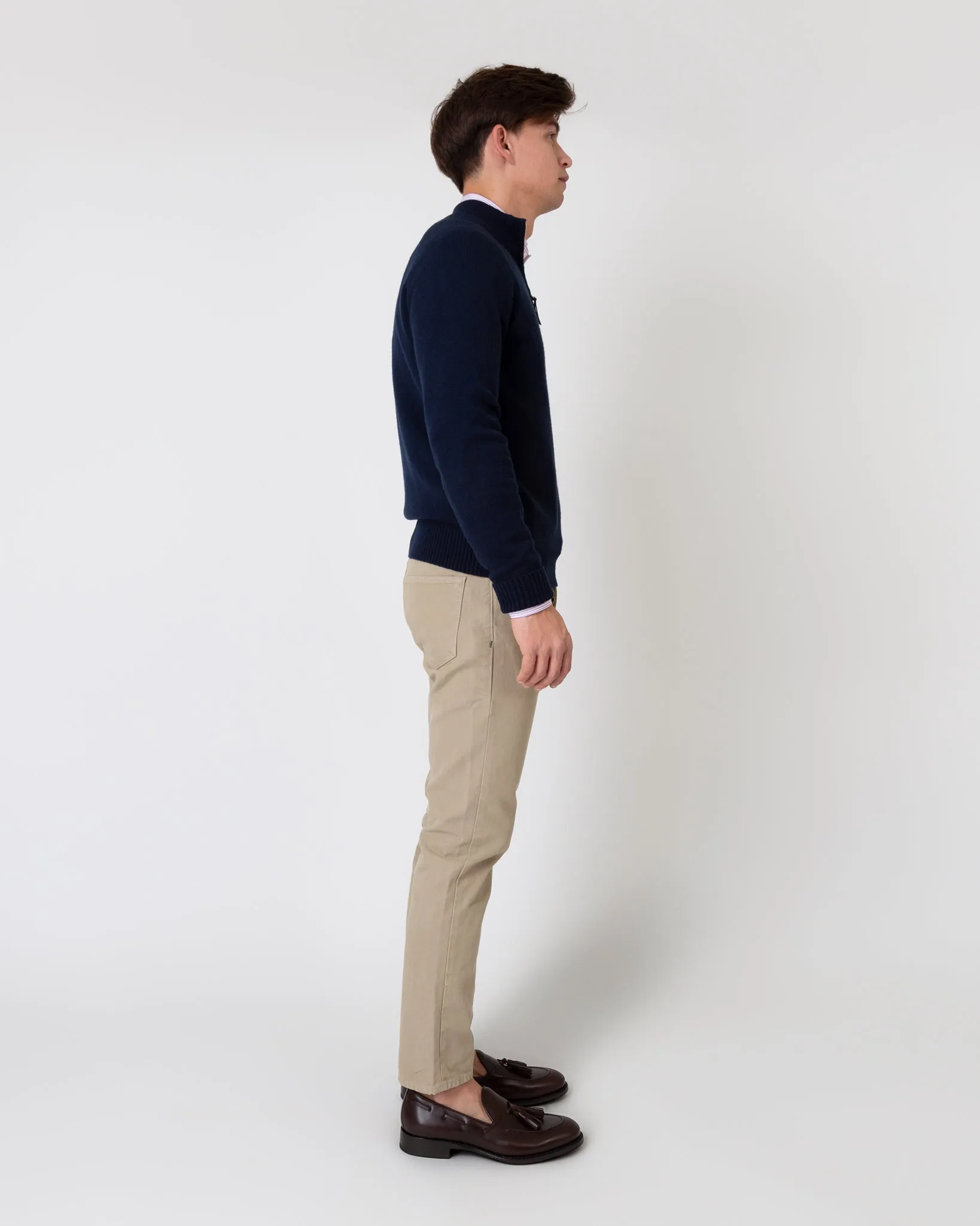 Half-Zip Sweater in Navy Cashmere