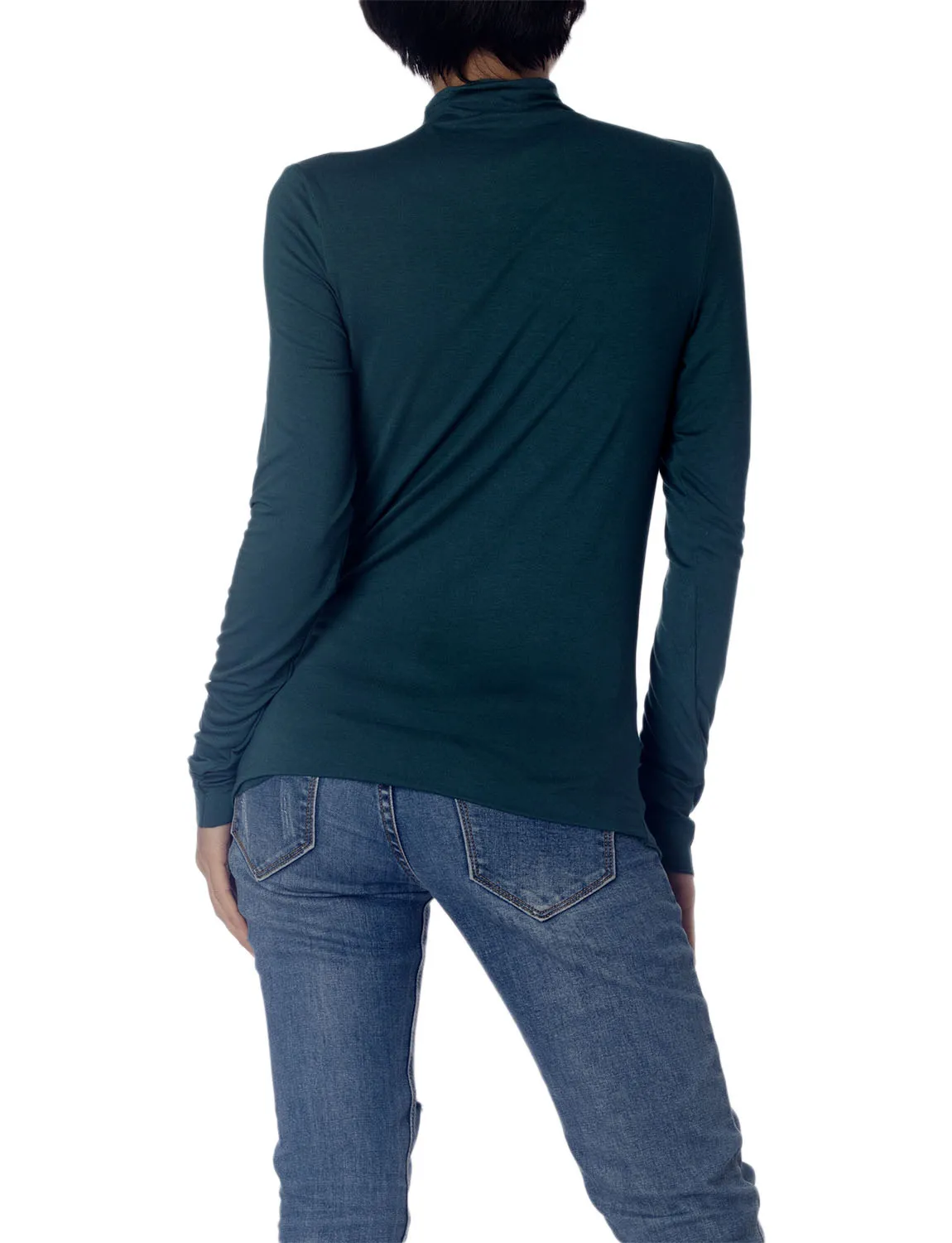 iB-iP Women's Tops Turtleneck Slim Fit Long Sleeve High Neck Cozy Silky Henley