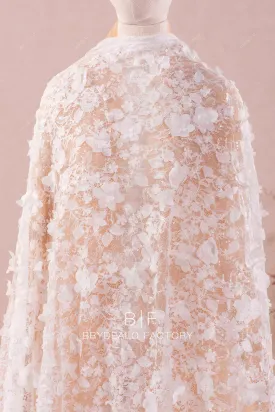 Laser Cut Chiffon 3D Flowers Chantilly Lace for Designer Dress