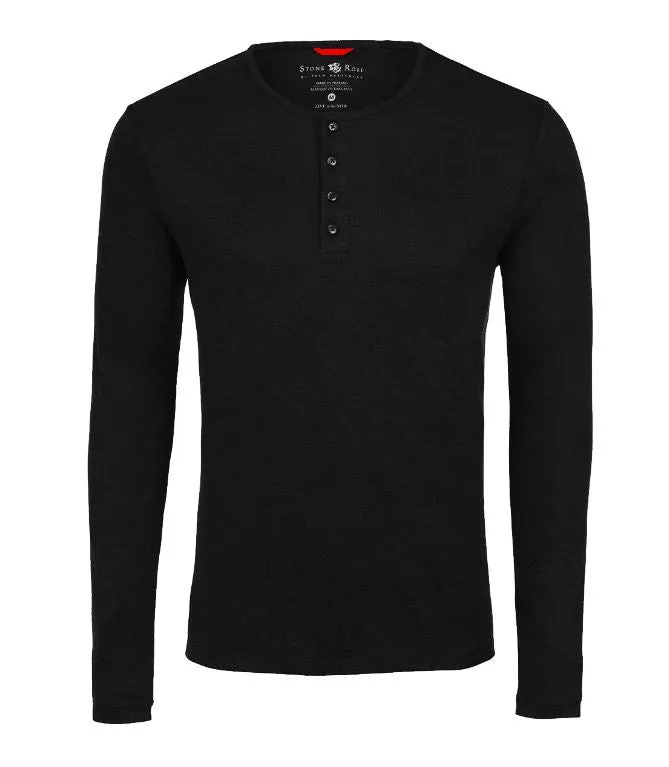 Lightweight Performance Knit Henley - Faded Black