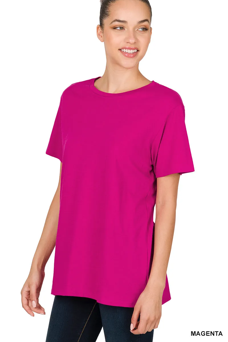 Magenta Better Than Basic Boyfriend Tee Round Neck