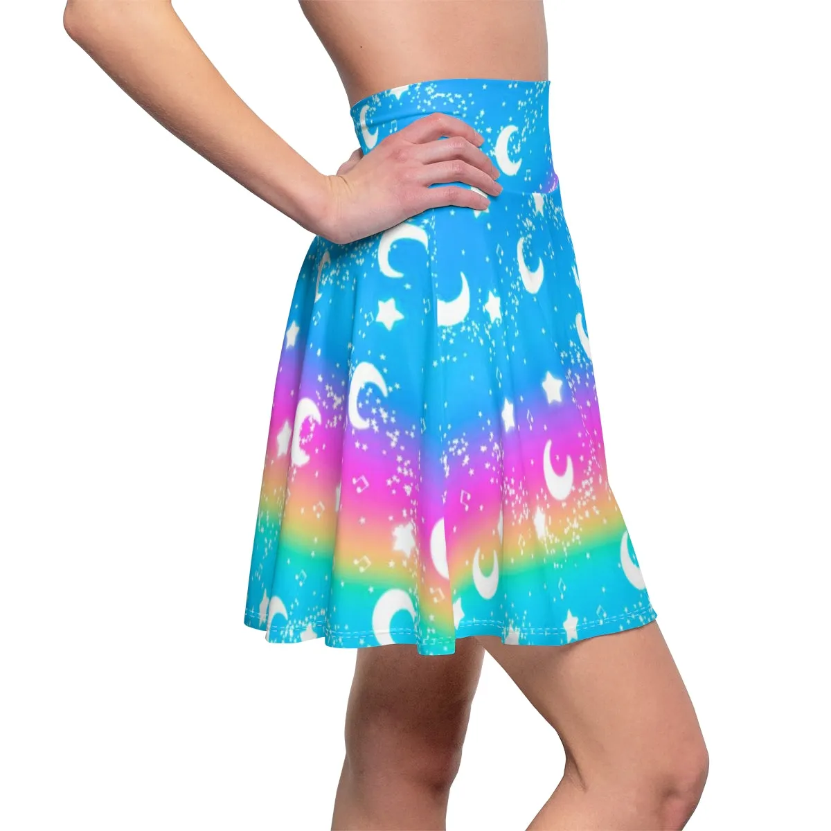 Magical Fairy Time (Rainbow Sunny Day) High Waist Skater Skirt