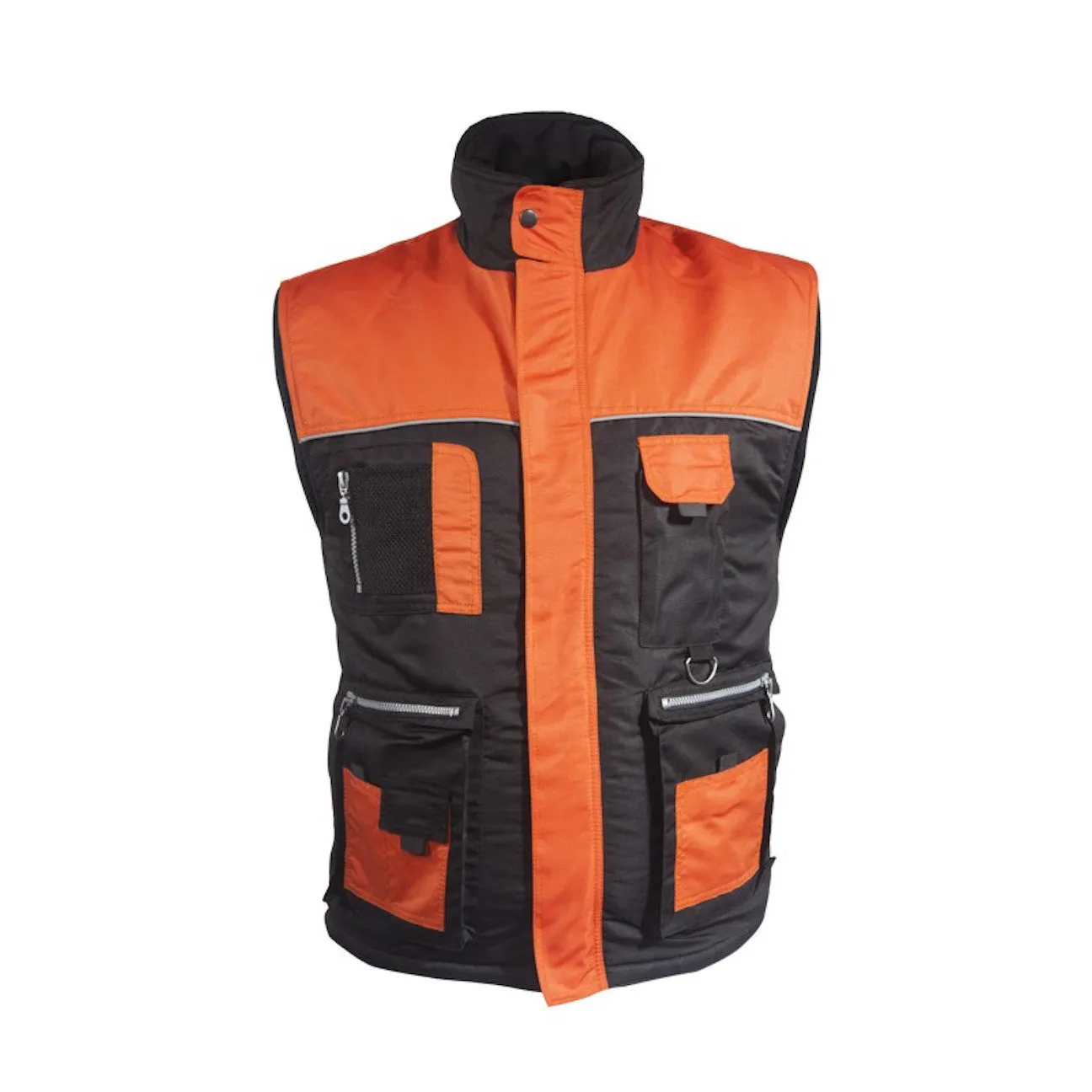 Mens Light Weight Leather Mesh Cargo Vest Orange and Black