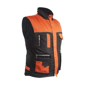 Mens Light Weight Leather Mesh Cargo Vest Orange and Black