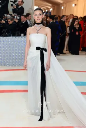 Nicola Peltz Beckham Met Gala Ivory Chiffon Slit Dress 2023