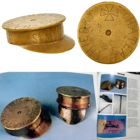 Original German WWI Trench Art Peaked Visor Cap As Featured In The Book “Trench Art, An Illustrated History” by Jane Kimball on Page 173 - “Chateau-Thierry” Engraved