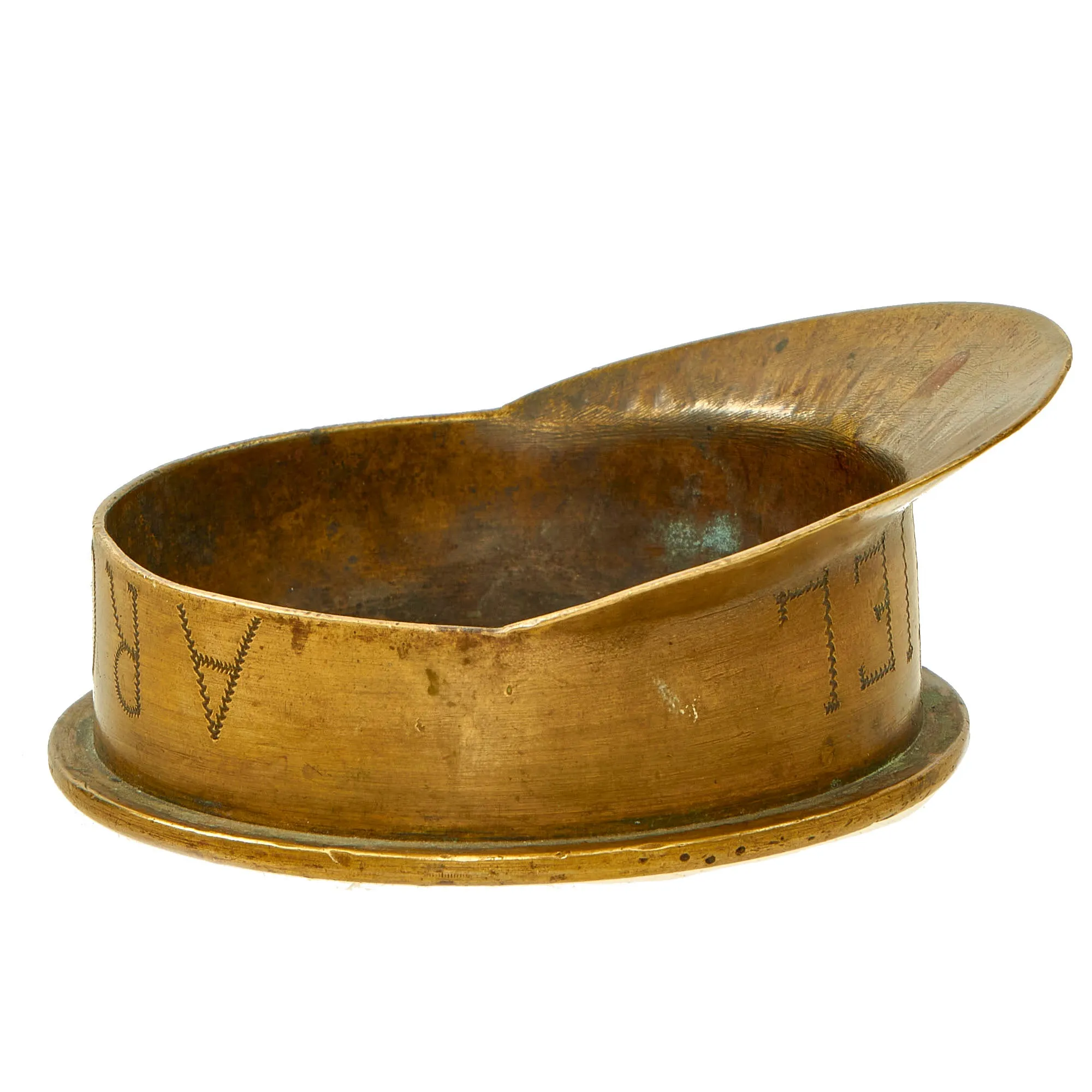 Original German WWI Trench Art Peaked Visor Cap As Featured In The Book “Trench Art, An Illustrated History” by Jane Kimball on Page 173 - “Chateau-Thierry” Engraved