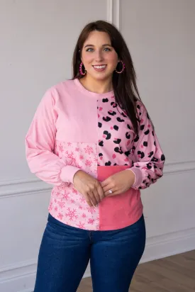 Pink Leopard Snowflake Top