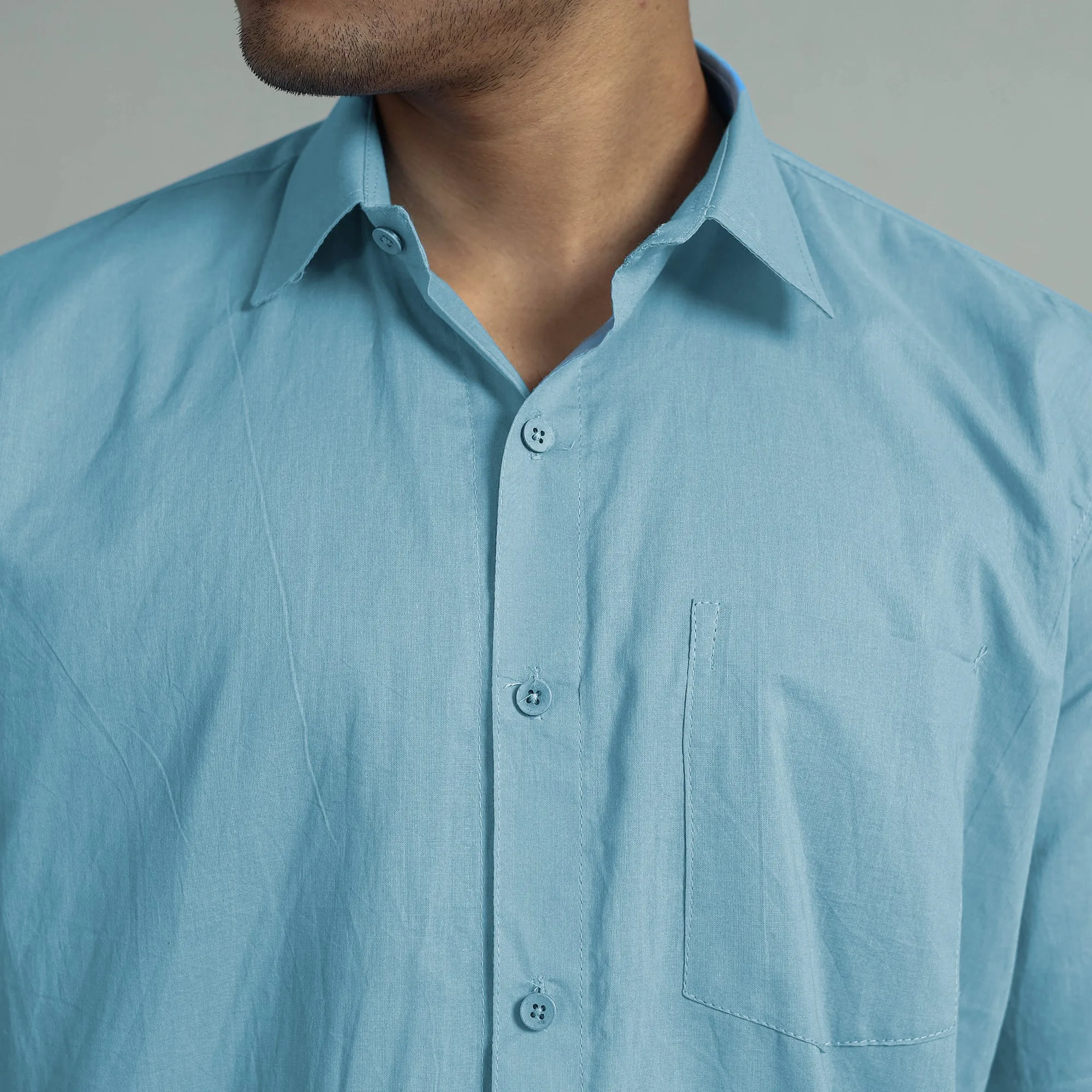 Plain Cotton Men Half Sleeve Shirt 02