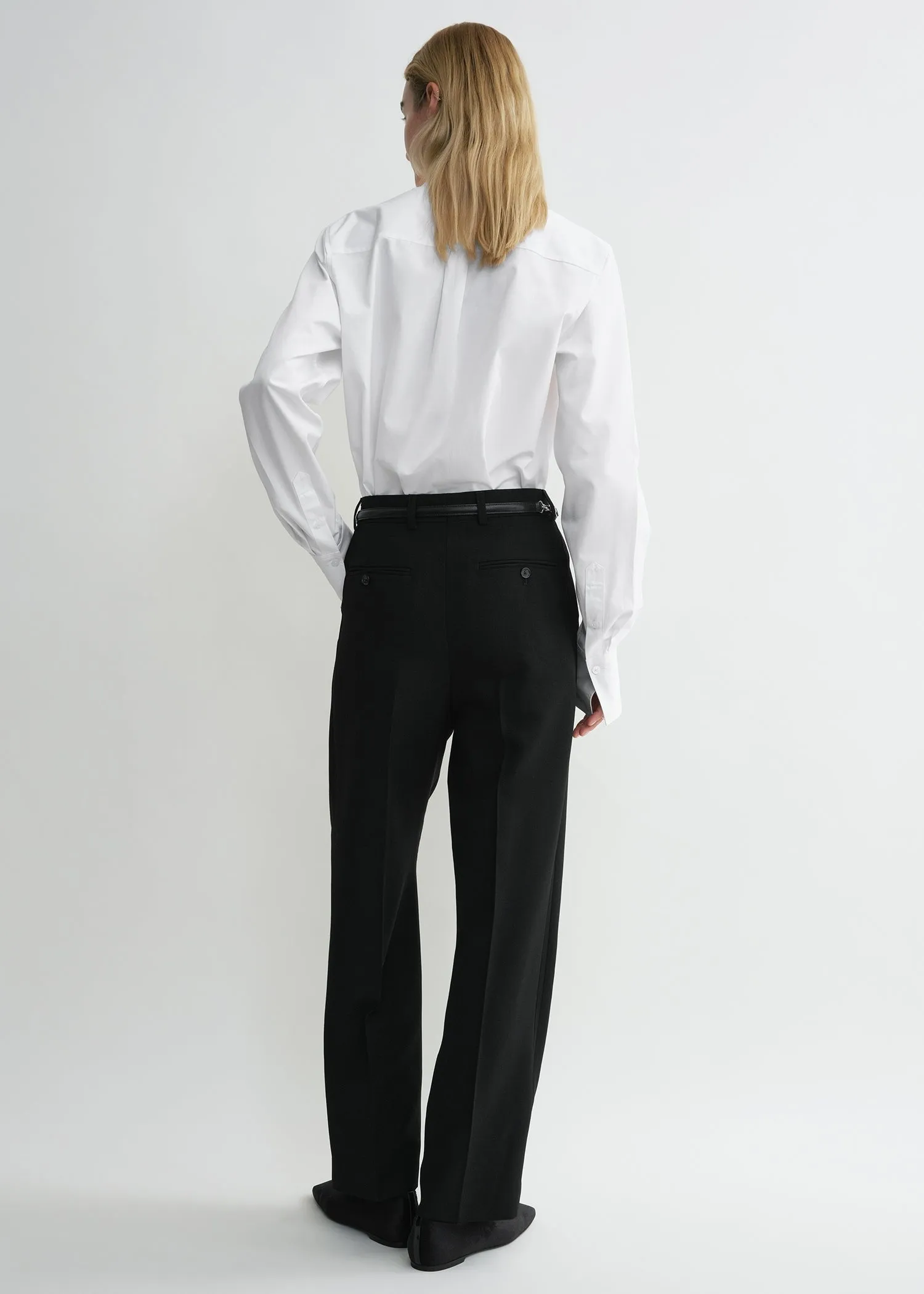 Pleated straight trousers black