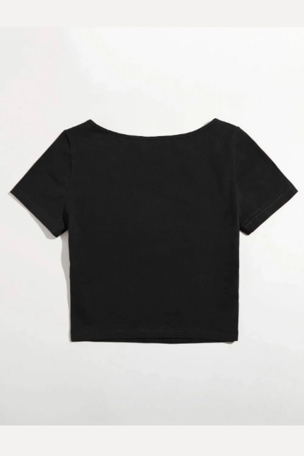 Printed Cropped Tee Black