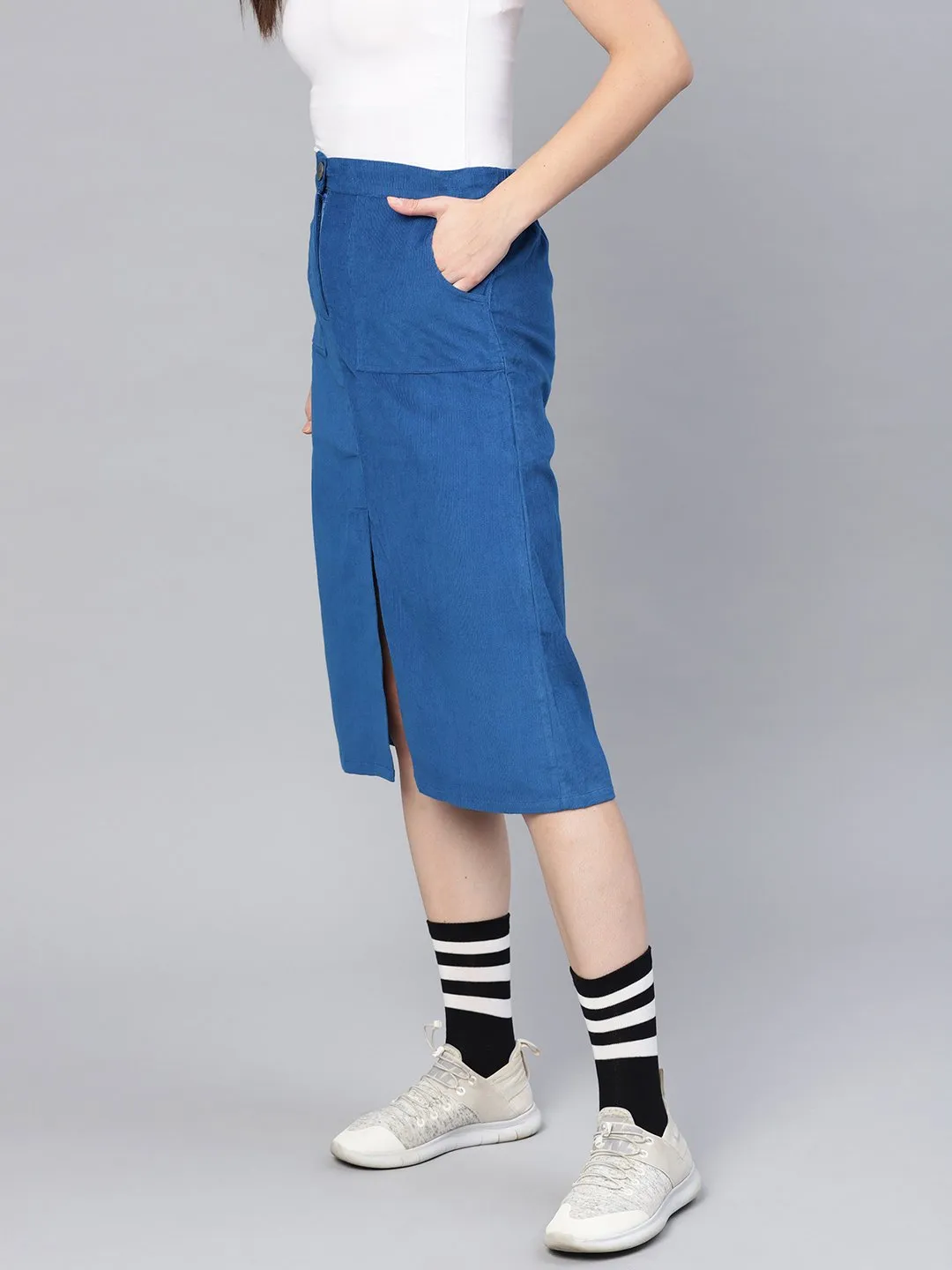 Royal Blue Corduroy Skirt