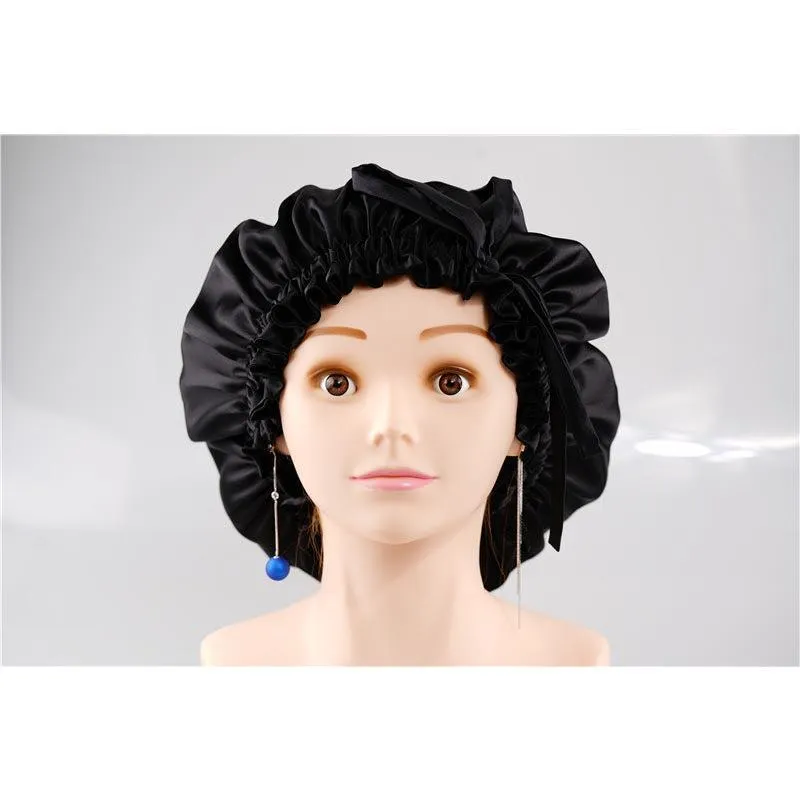 Silk hair cap - Double side - adjustable - black