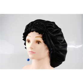 Silk hair cap - Double side - adjustable - black