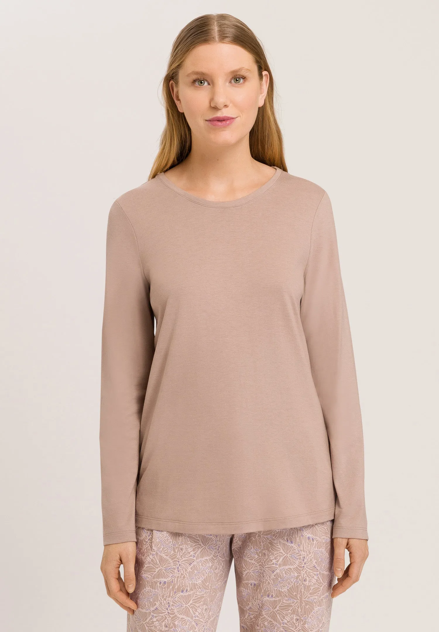 Sleep And Lounge Relaxed Round Neck Top | Mocha 77844-2819