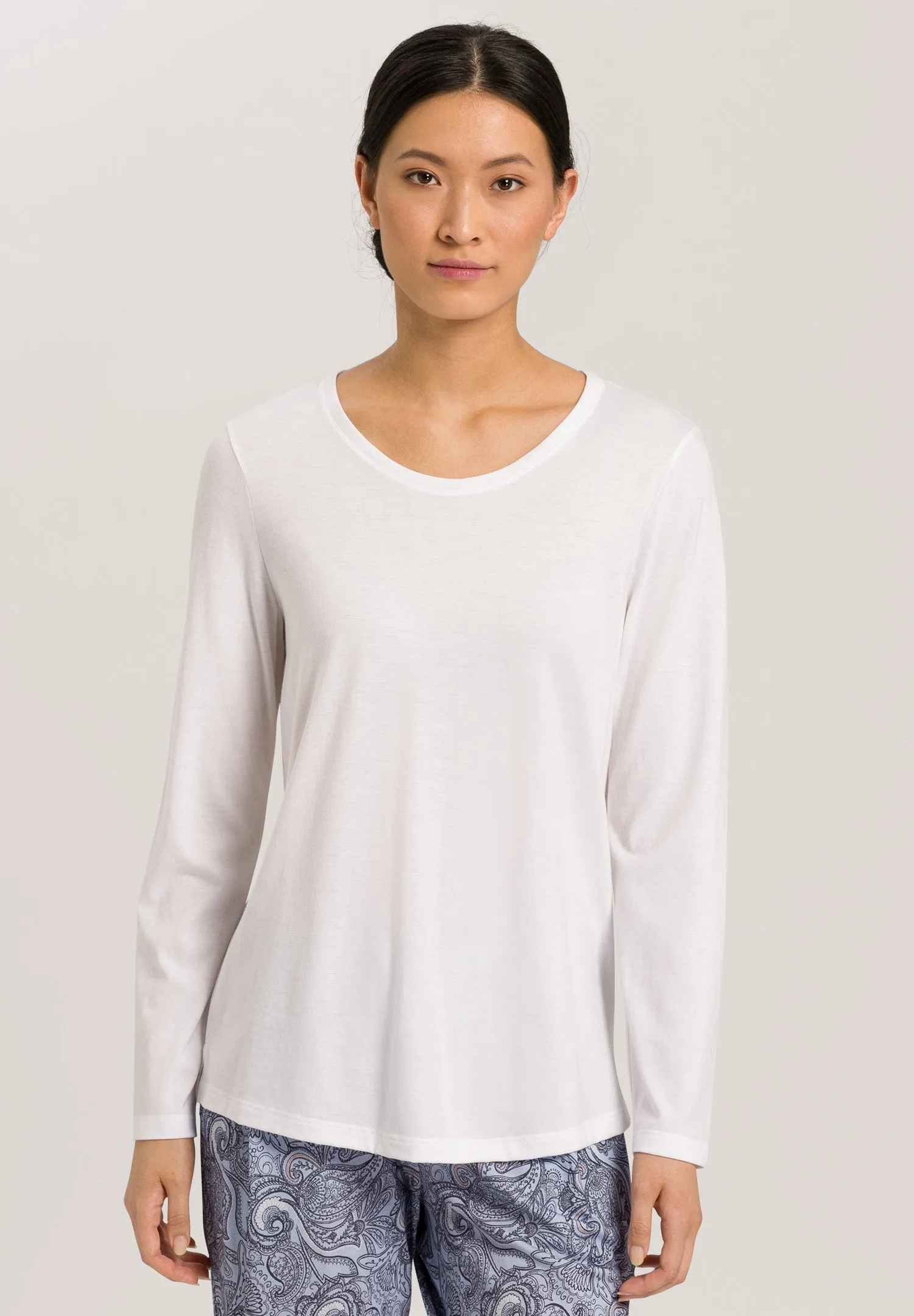 Sleep And Lounge Relaxed Round Neck Top | White 77844-101