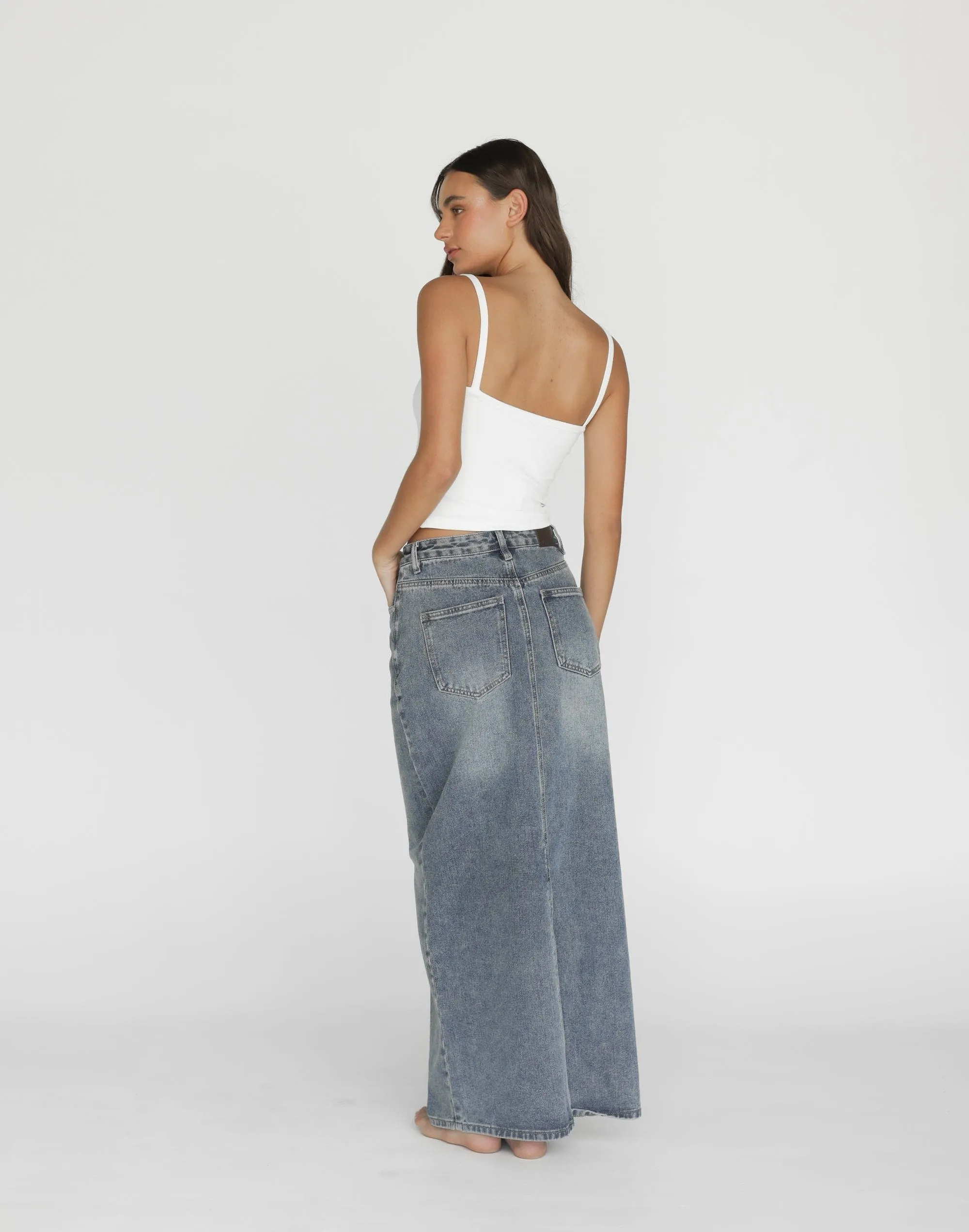 Tyler Denim Maxi Skirt (Faded)