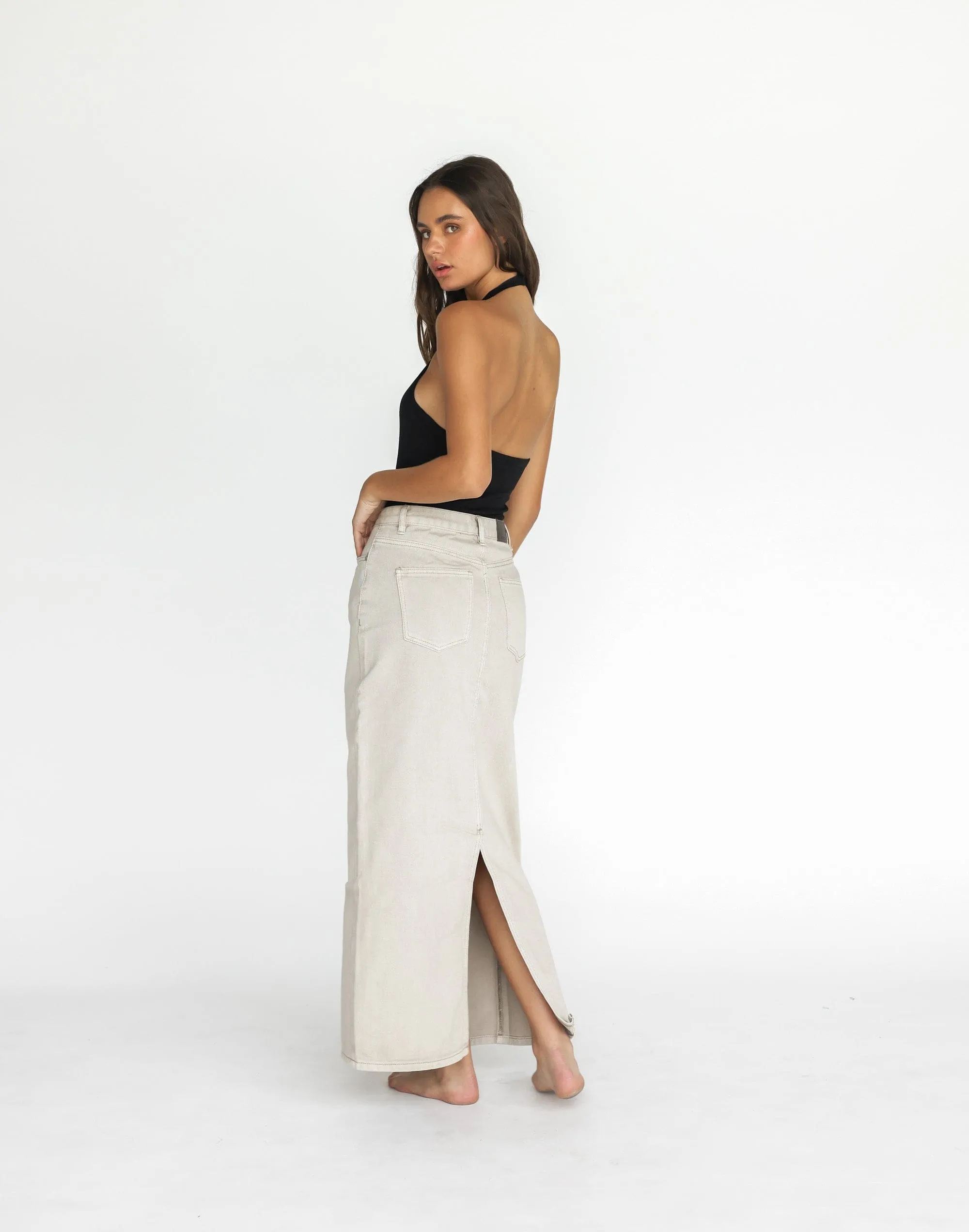 Tyler Denim Maxi Skirt (Vintage Stone)