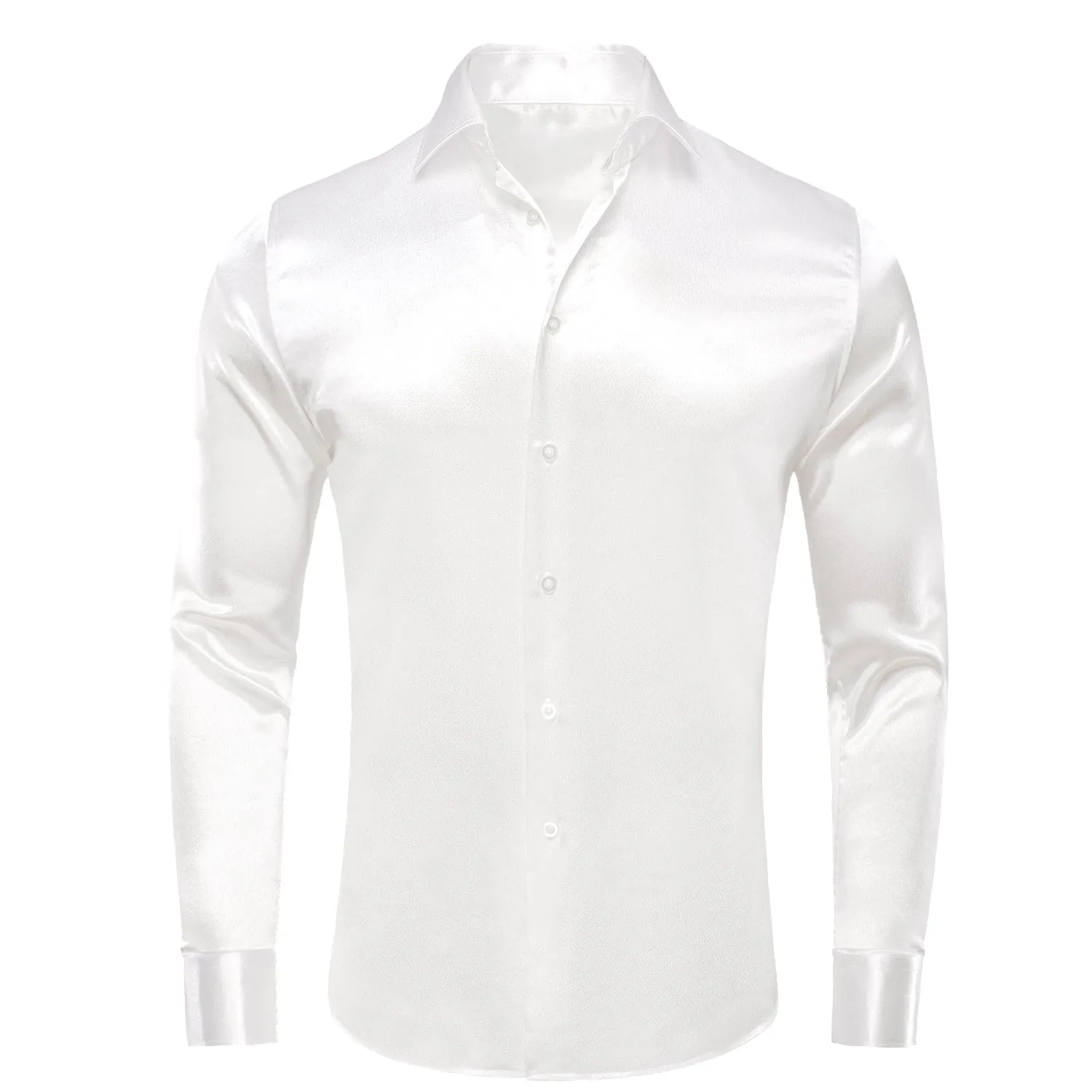 White Satin Silk Men's Long Sleeve Shirt