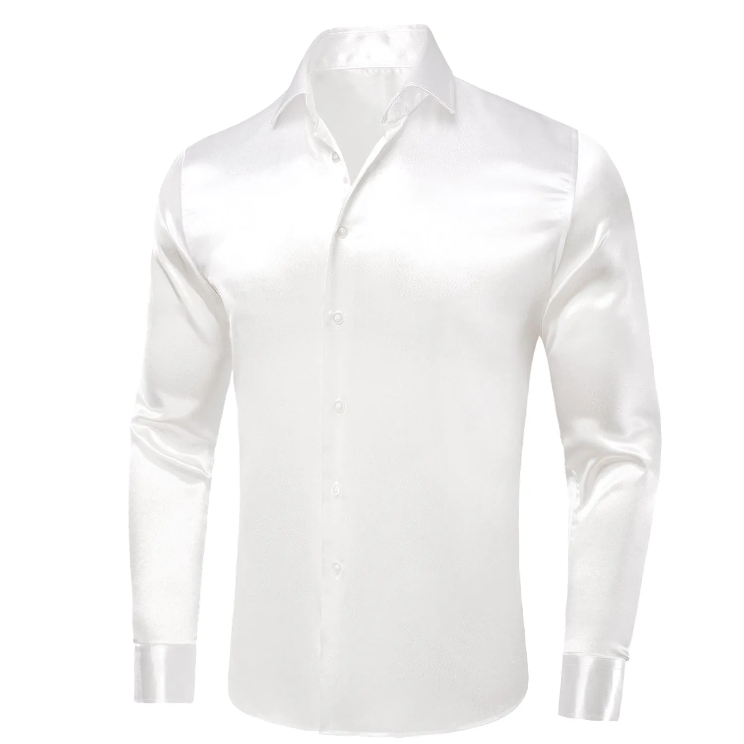 White Satin Silk Men's Long Sleeve Shirt